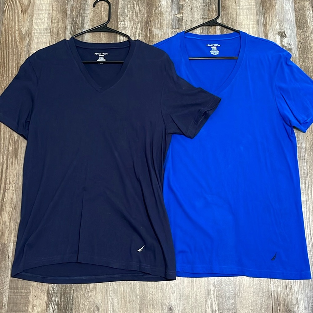 Nautical Deep V Blue Short Sleeve Shirts